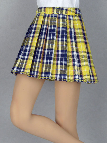 1/6 Scale Female Yellow Tartan Plaid Skirt
